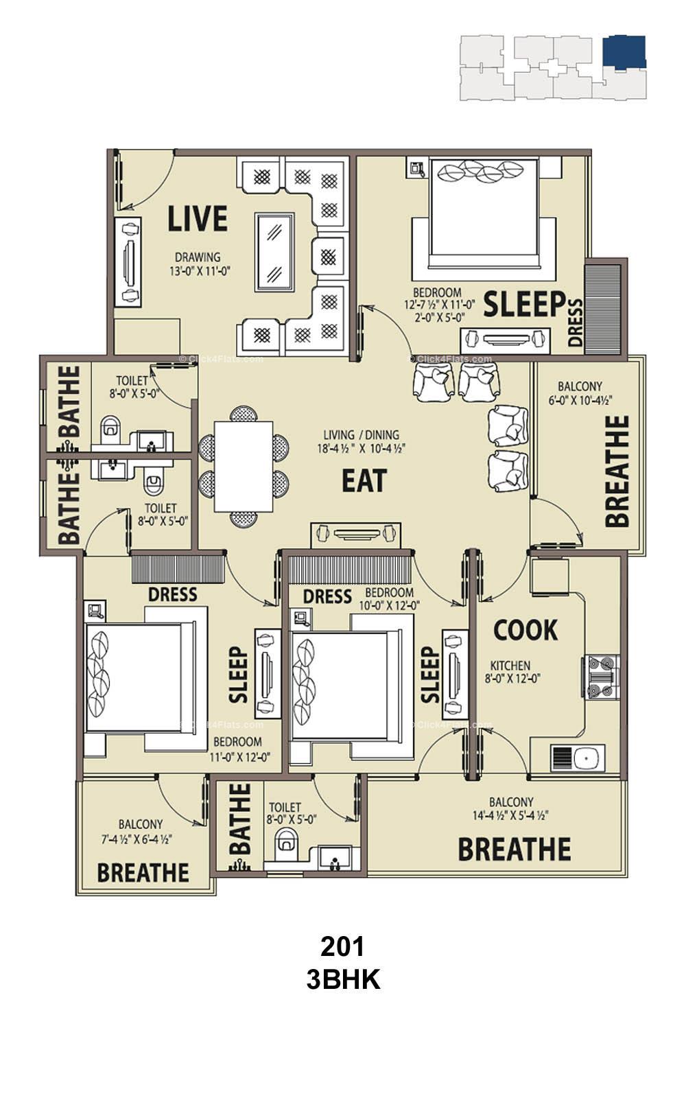 Kriscon Skywalk 3 BHK 