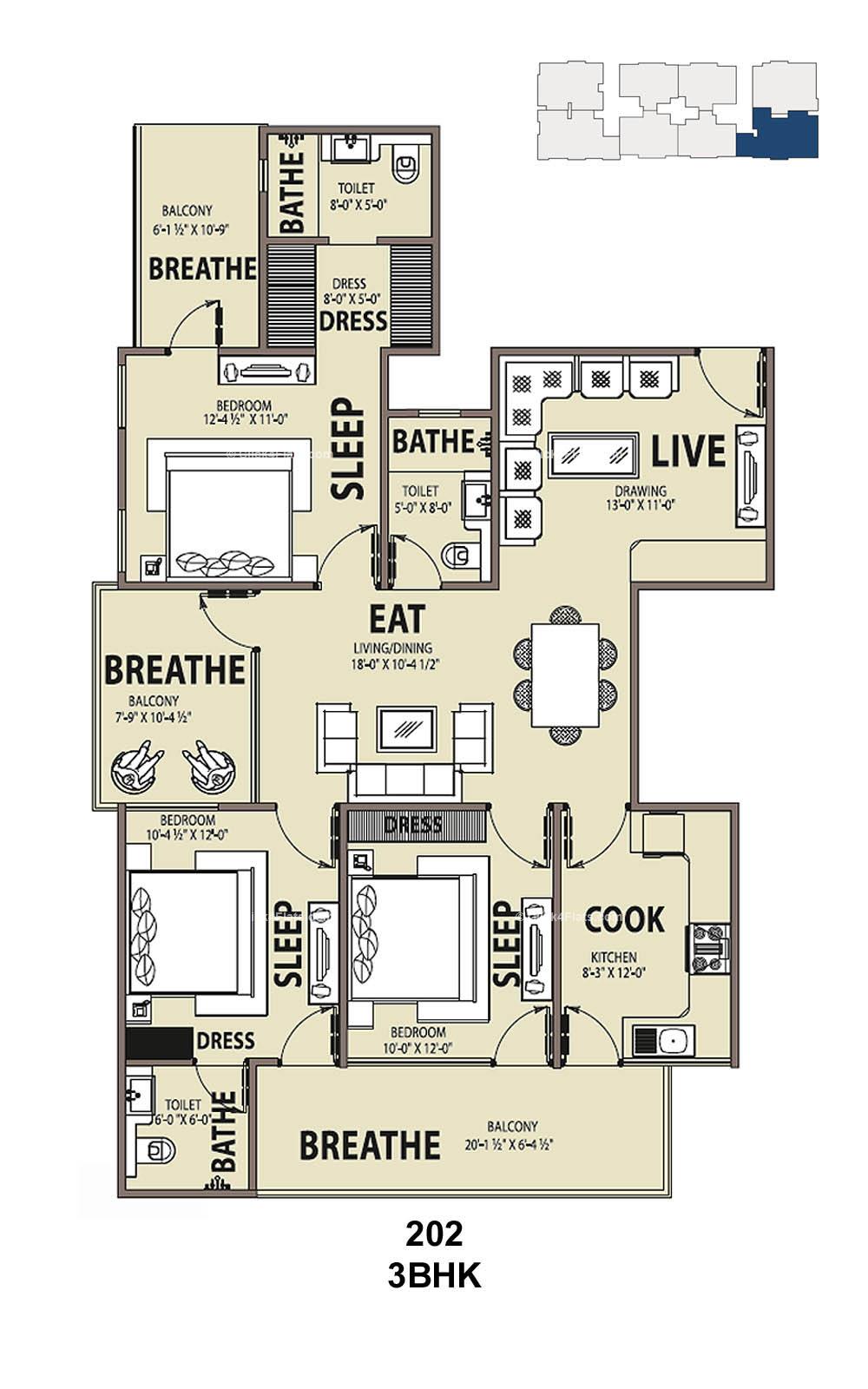 Kriscon Skywalk 3 BHK 