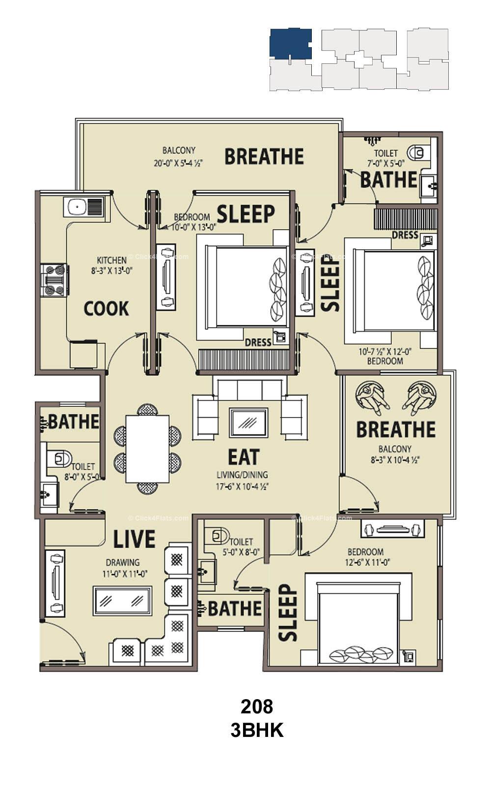 Kriscon Skywalk 3 BHK 