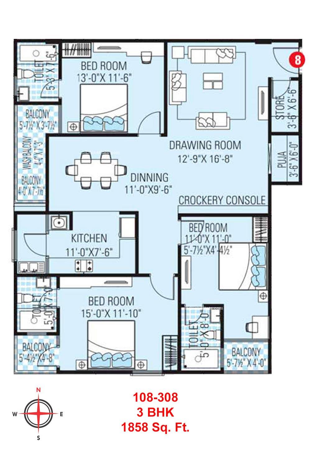 Sunshine Shalimar 3 BHK 