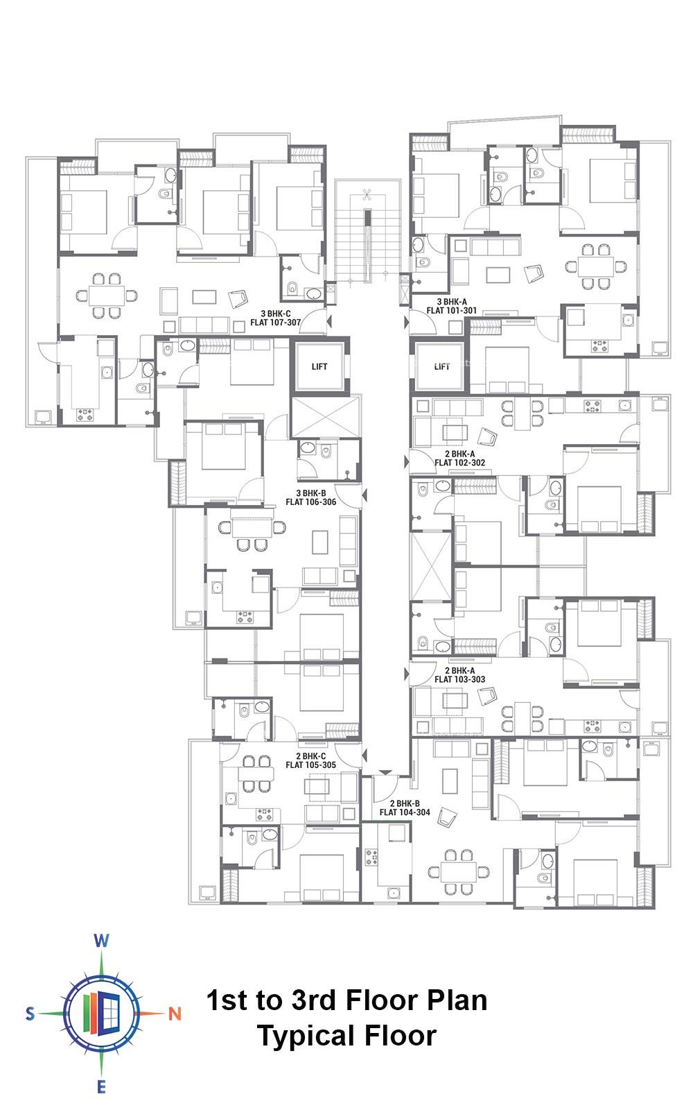 Suvaas Vijay Bagh Typical Floor Plan (1st to 3rd Floor)