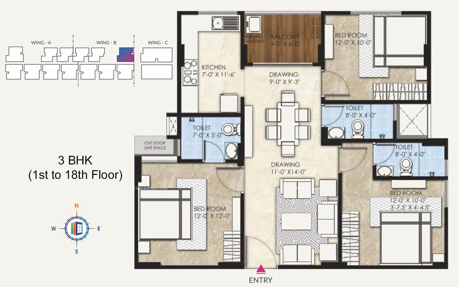 Symphonia 3 BHK 