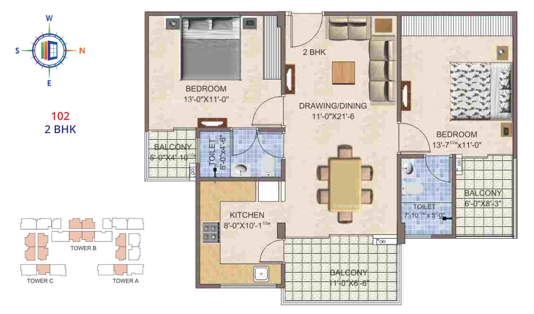 Taruchaya Residency  2 BHK 