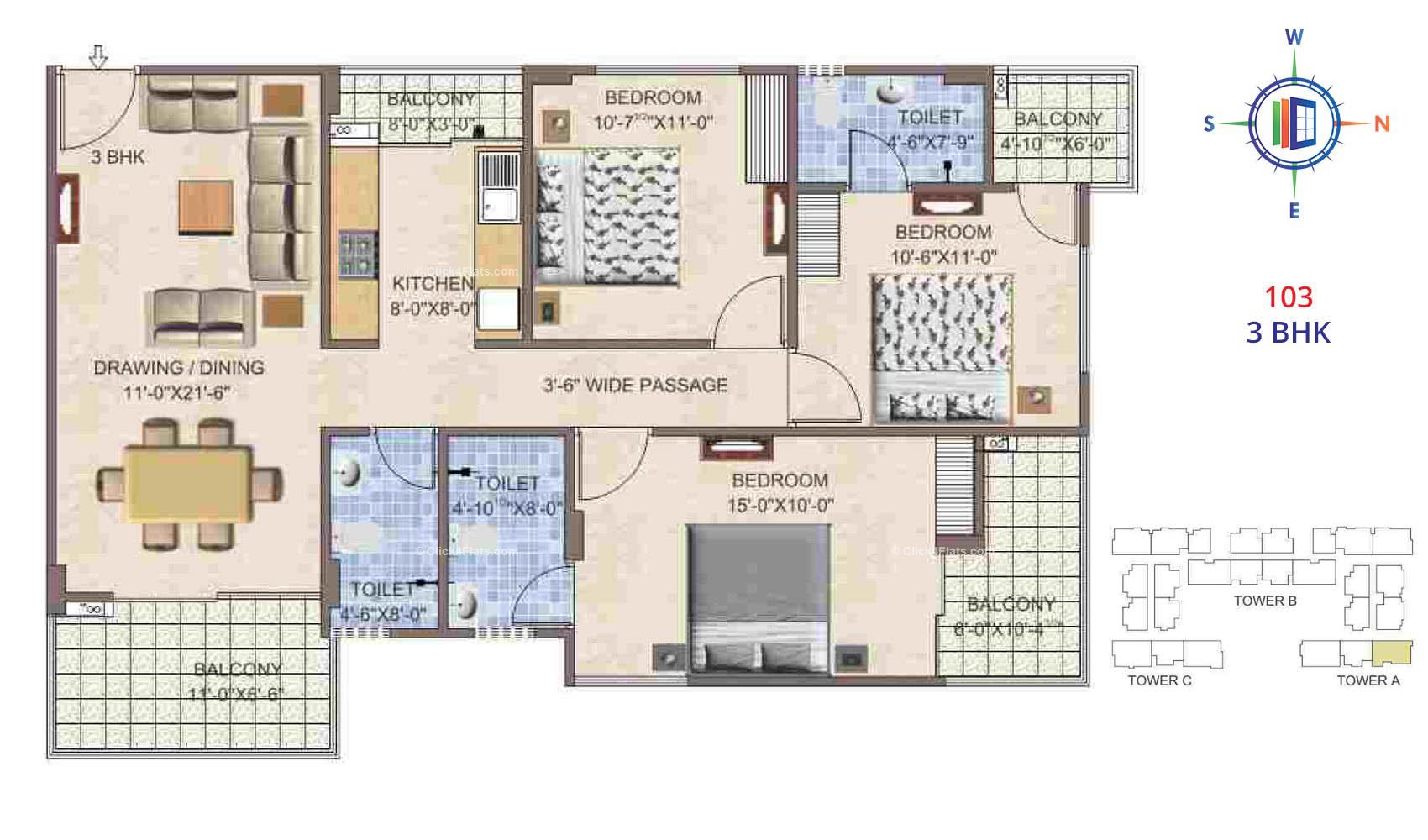 Taruchaya Residency  3 BHK 