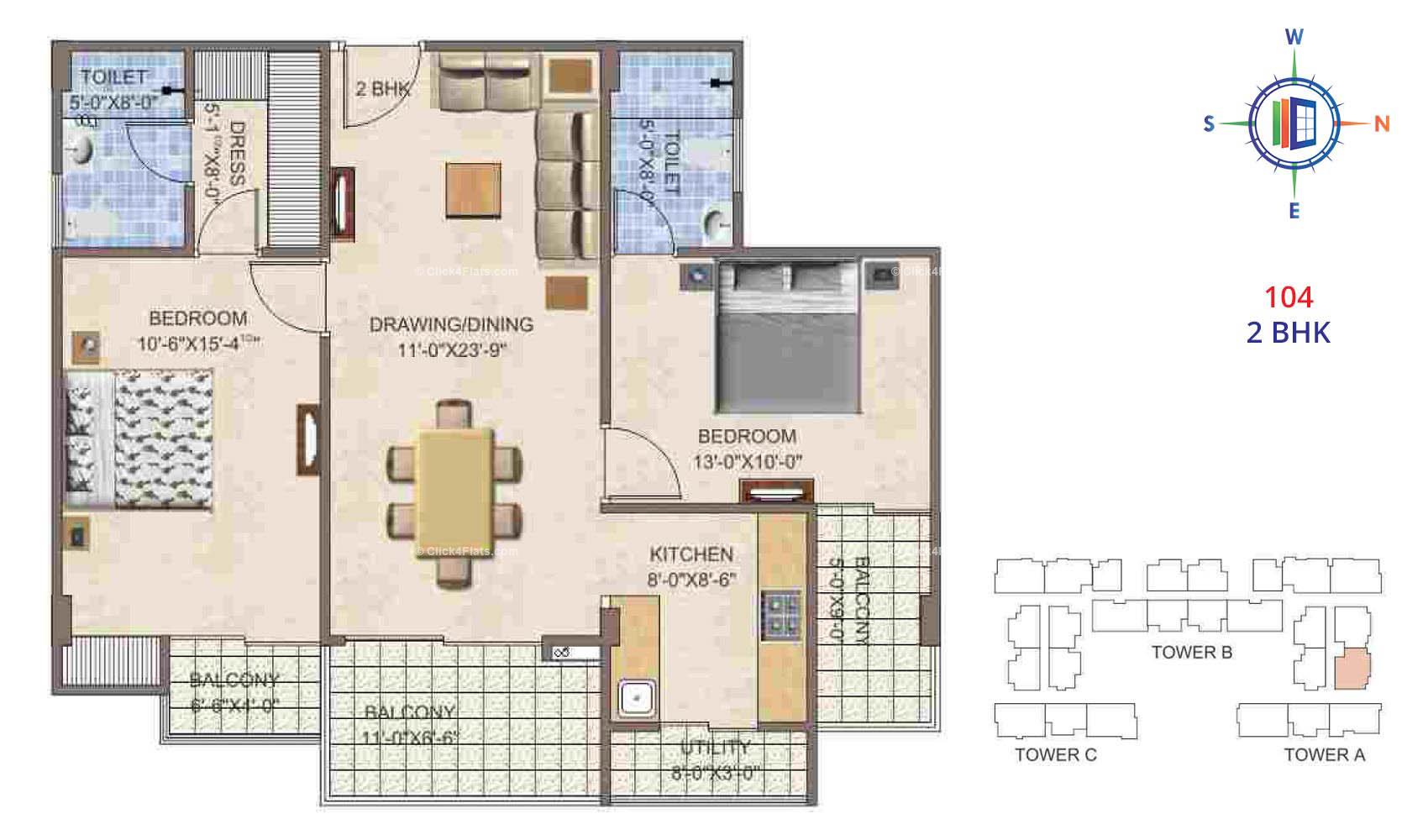 Taruchaya Residency  2 BHK 