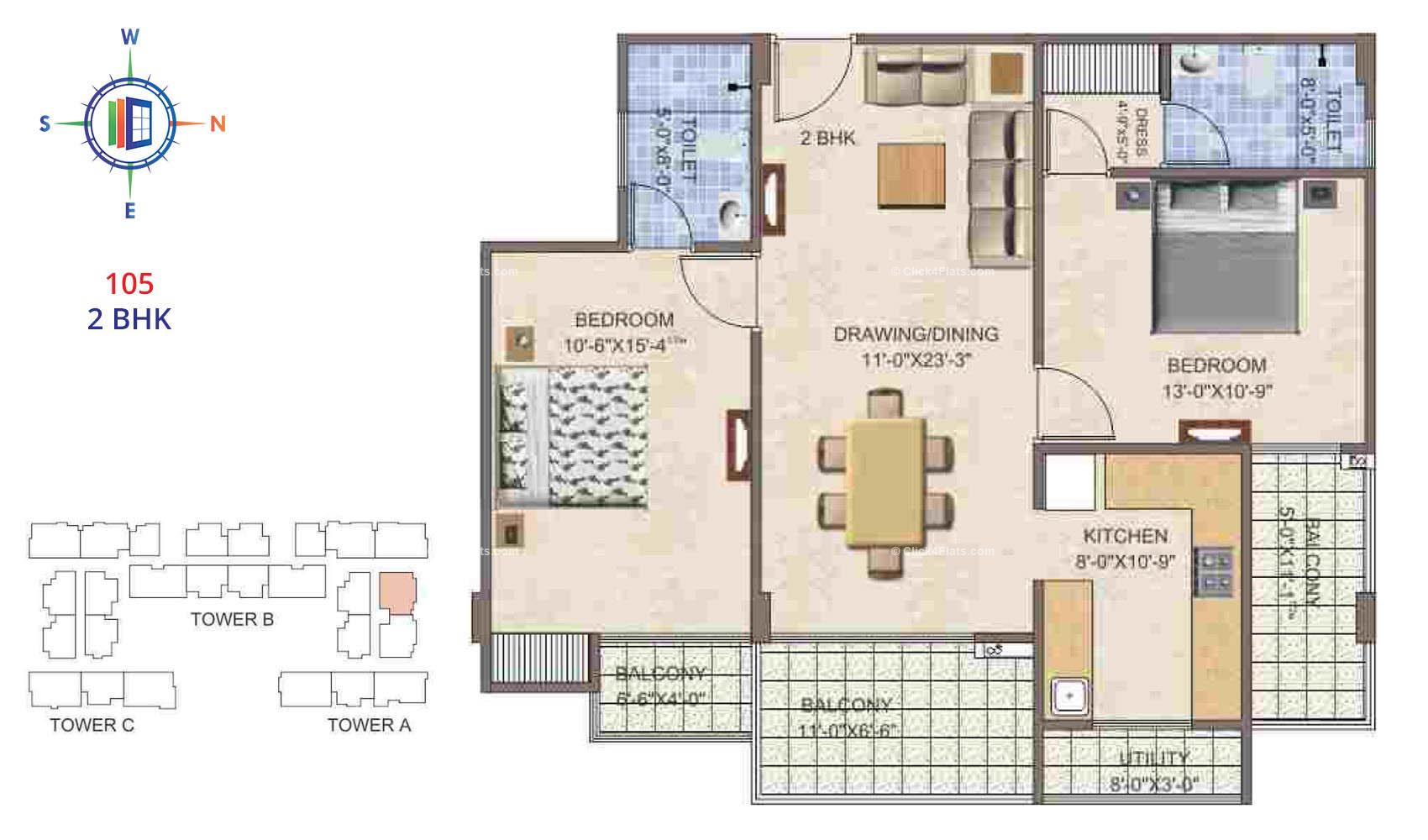 Taruchaya Residency  2 BHK 