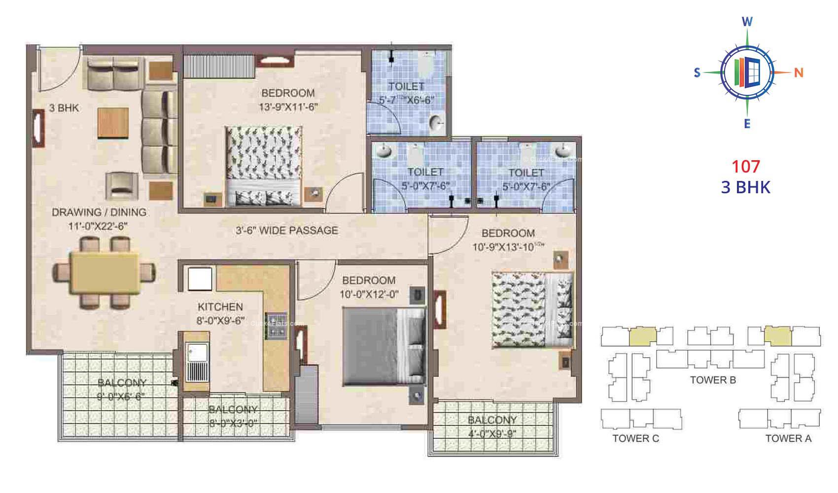 Taruchaya Residency  3 BHK 