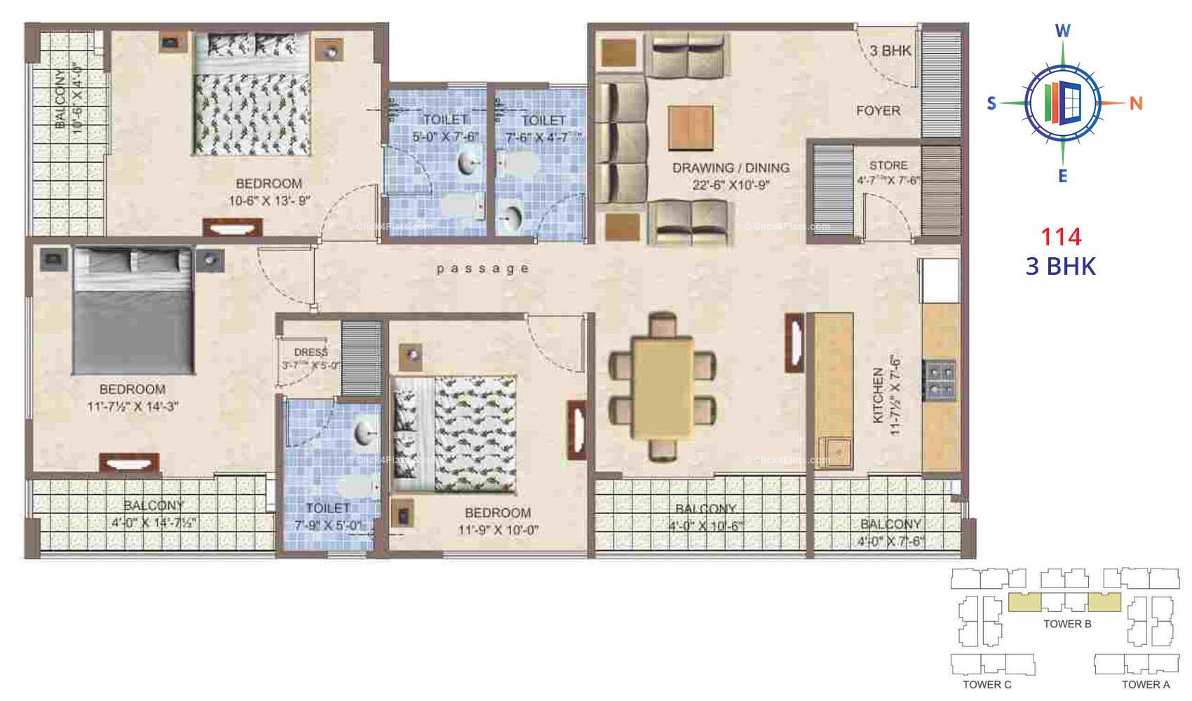 Taruchaya Residency  3 BHK 