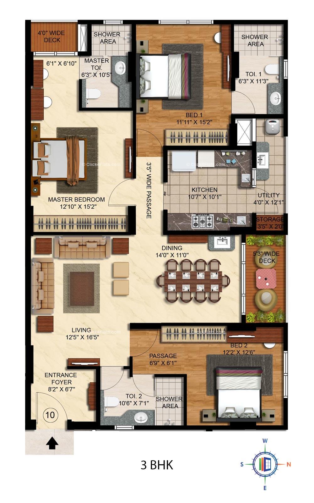 The Legend 3 BHK 2200 square feet