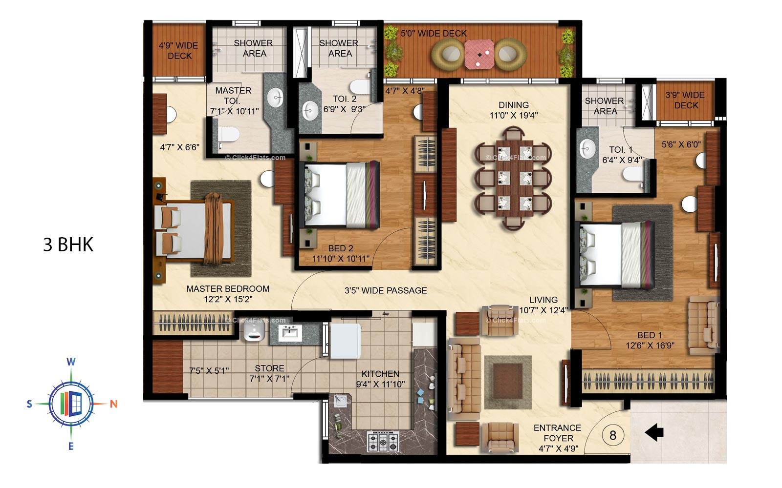 The Legend 3 BHK 2205 square feet