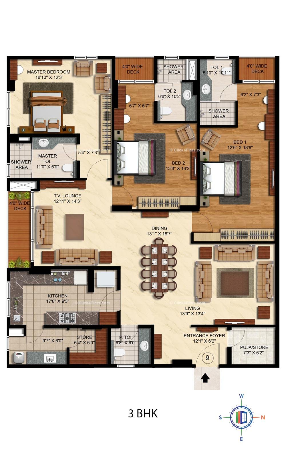 The Legend 3 BHK 3110 square feet