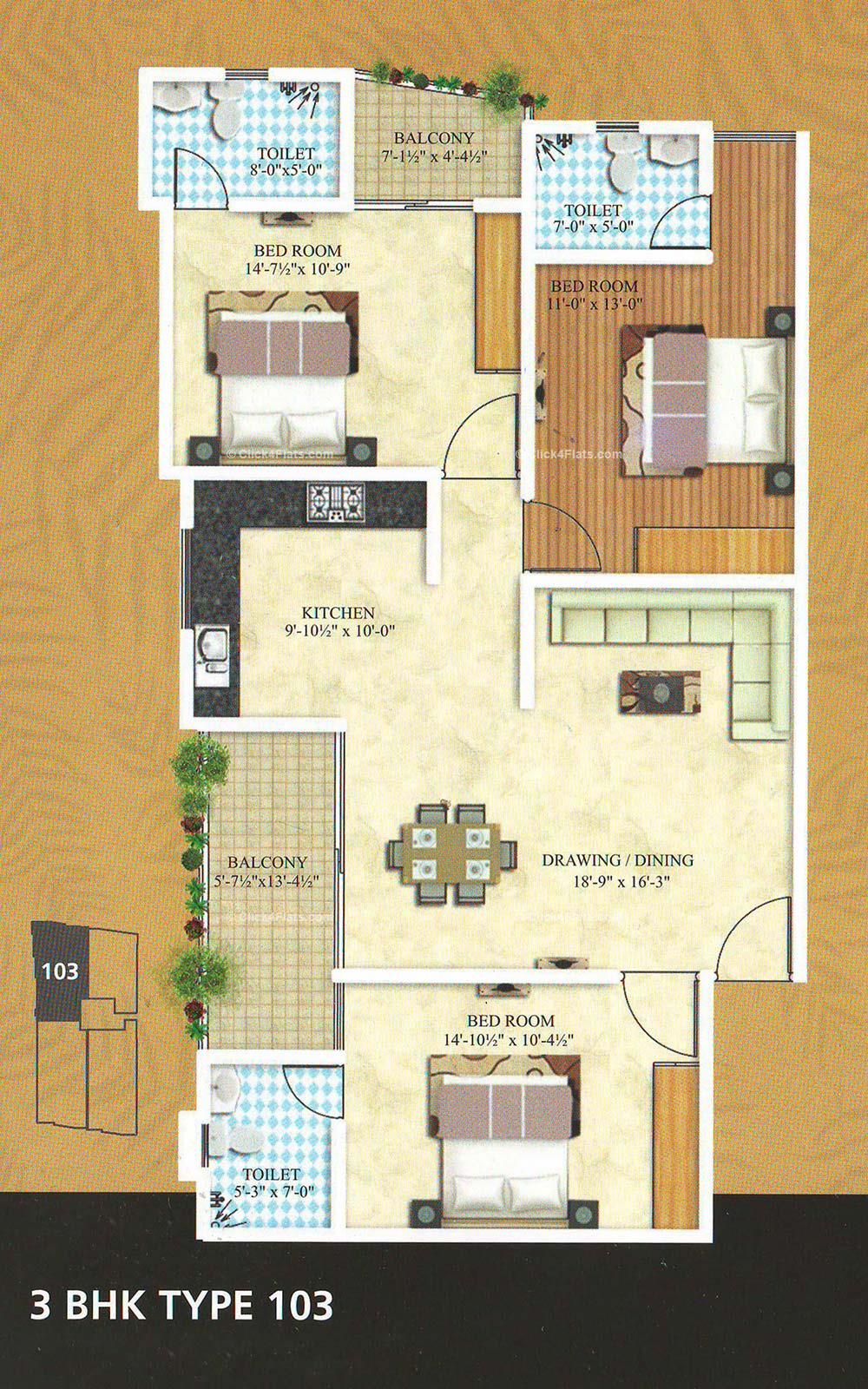 The Palm 3 BHK 