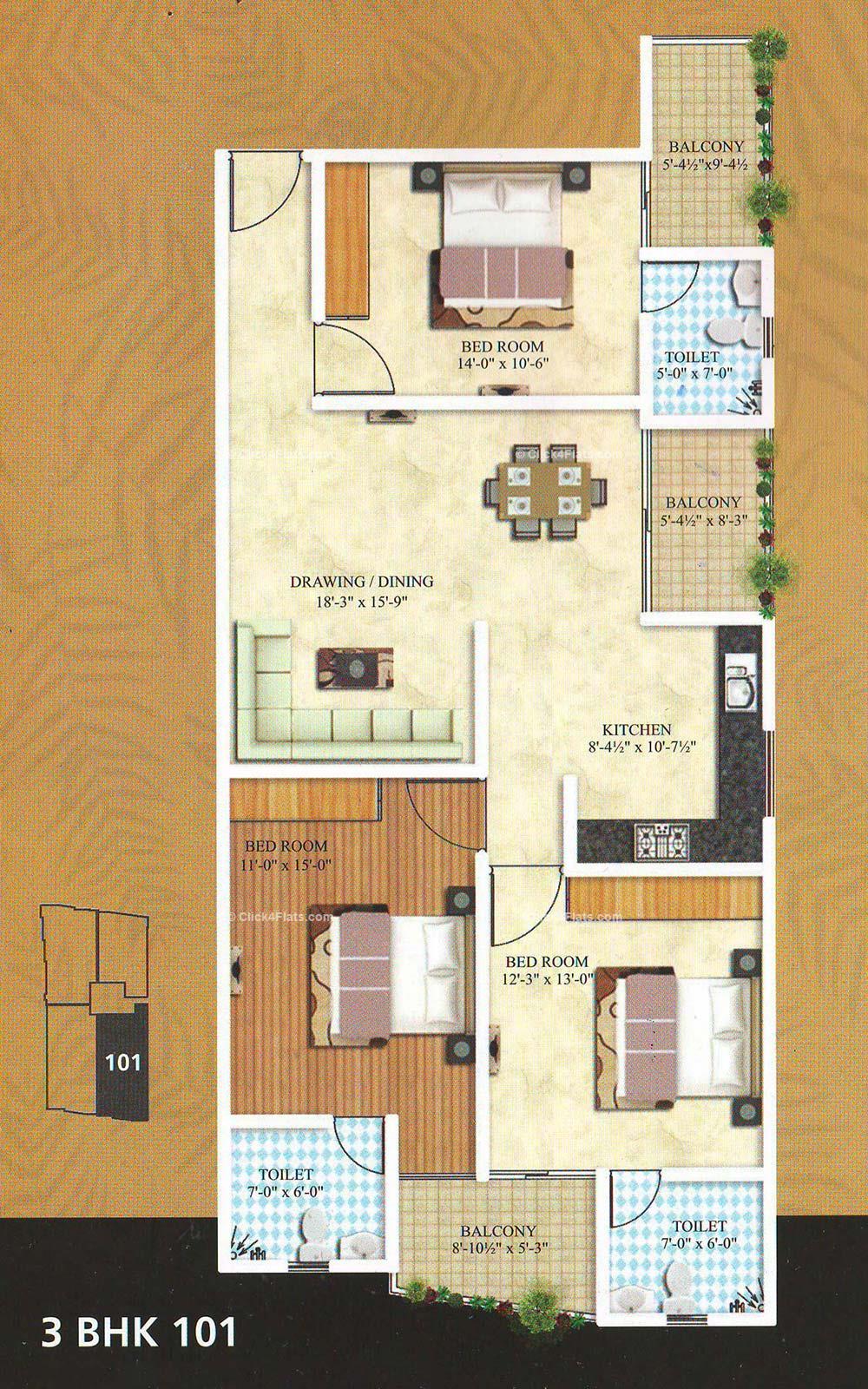 The Palm 3 BHK 