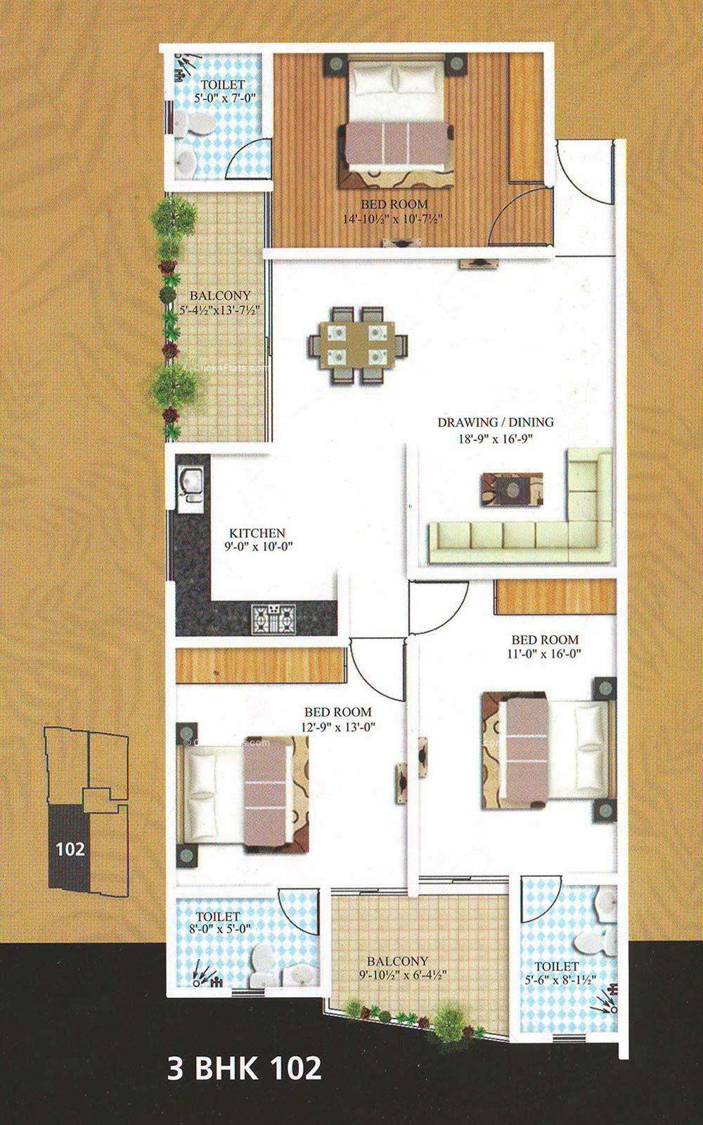 The Palm 3 BHK 