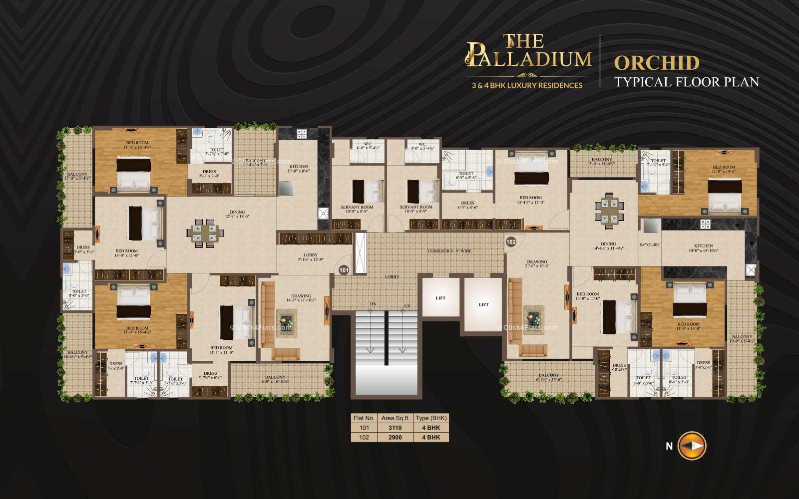 The Palladium Orchid Typical Floor Plan