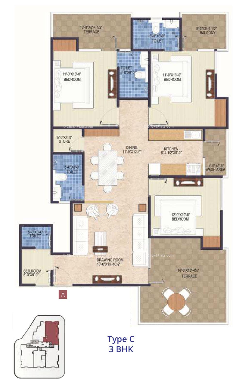 Unique Pristine 3 BHK 