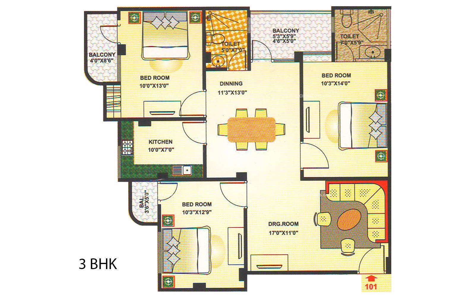 Yuvraj Apartments 3 BHK 