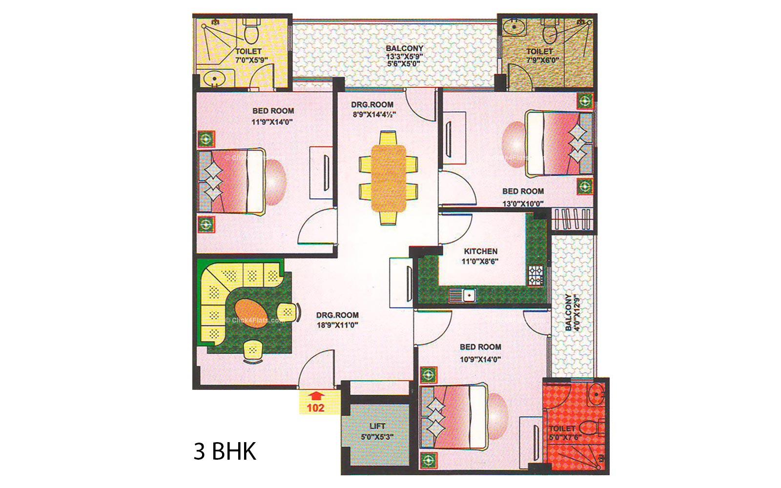 Yuvraj Apartments 3 BHK 