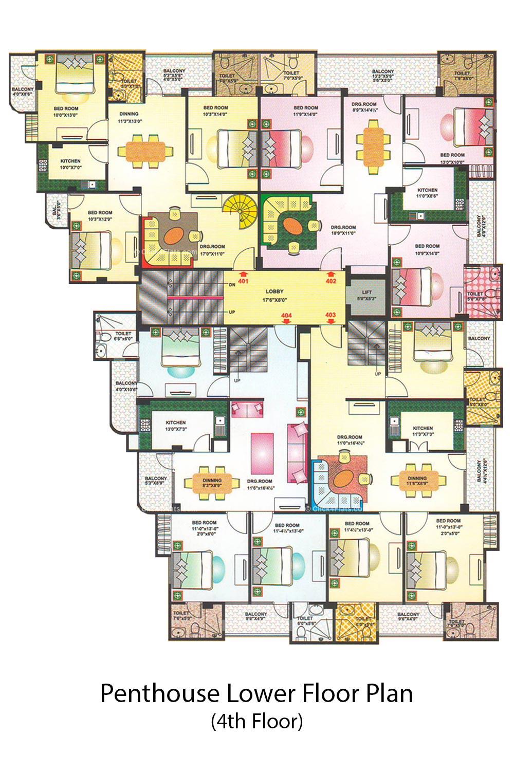 Yuvraj Apartments Penthouse Lower Floor Plan