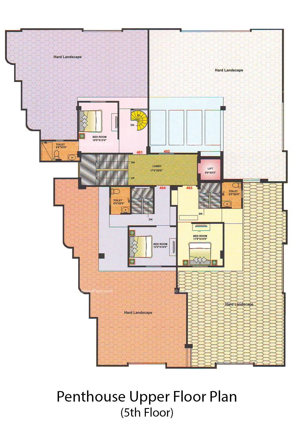 Yuvraj Apartments Penthouse Upper Floor Plan