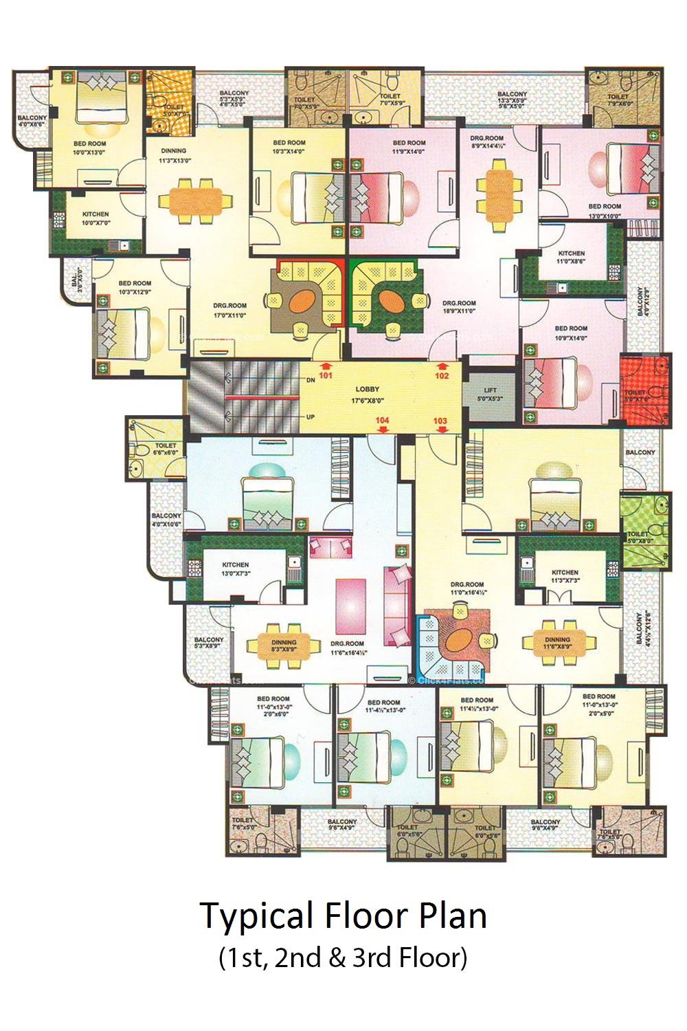 Yuvraj Apartments Typical Floor Plan